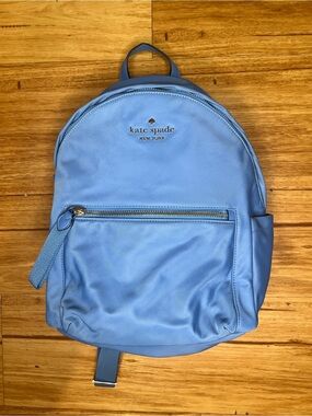 kate spade Light Blue Backpack with Front Zip Pocket